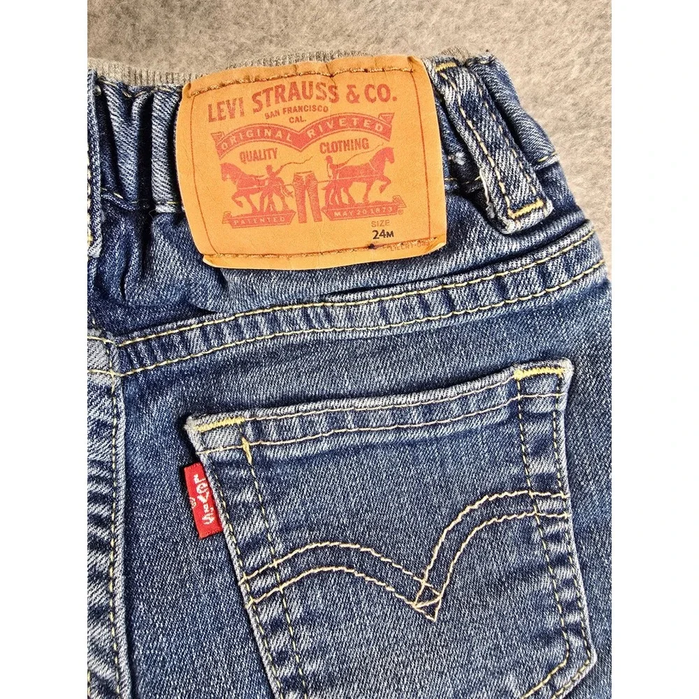 Levis 514 Straight Leg Jeans Toddler Boys Size 24M Blue Denim Elastic Waist